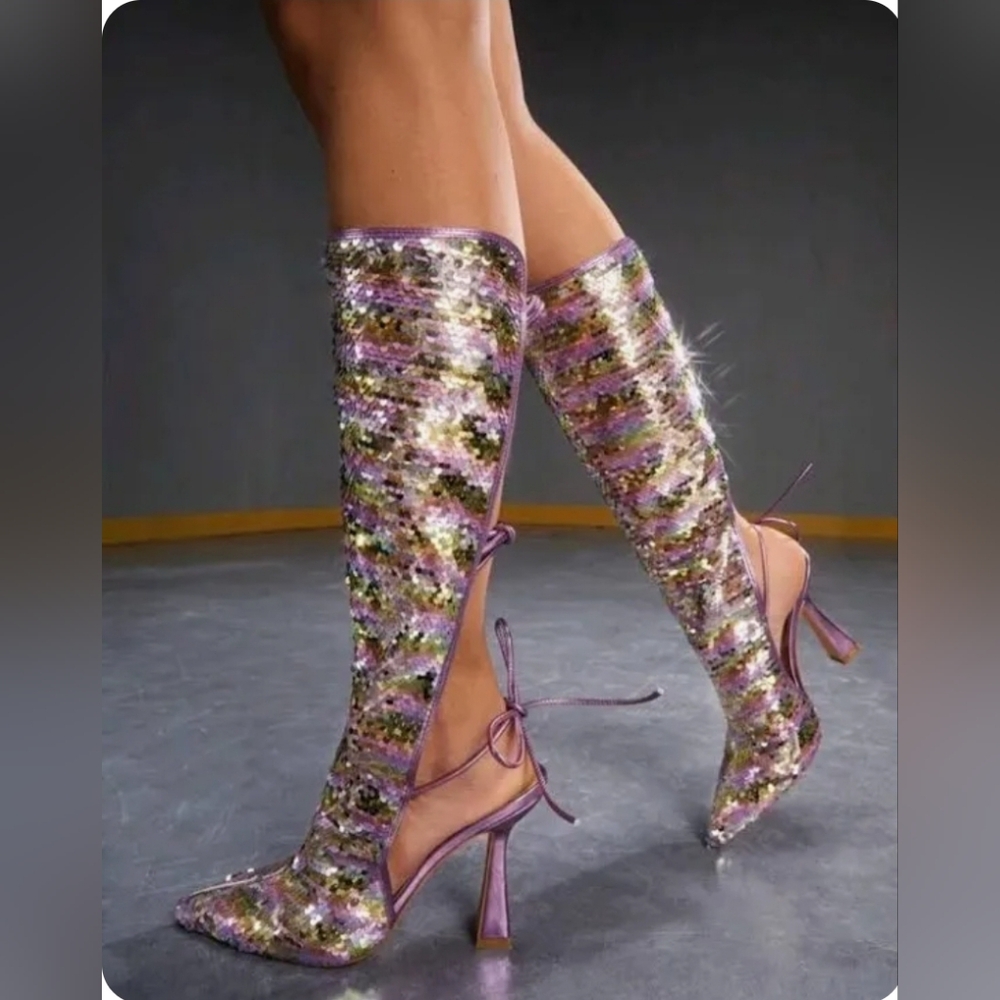 Cuccoo pink and silver sequins heels